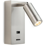 FIRSTLIGHT CLIFTON LAMPE DE LECTURE MURALE LED & PORT USB ACIER BROSSÉ
