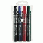 MARQUEUR PERMANENT PENTEL N50 POINTE OGIVE 4,3 MM - POCHETTE DE 4 COULEURS ASSORTIES