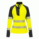 PORTWEST T173 SWEATSHIRT ZIPPÉ HV POUR FEMME PW3 JAUNE/NOIR - TAILLE XS