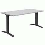 BUREAU DROIT - GRIS CLAIR/ GRIS FONCÉ - LONGUEUR 160 CM - QUADRIFOGLIO
