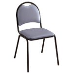 CHAISE VISITEUR CLARA - VINYLE - GRIS FONCÉ -  PIEDS MÉTAL NOIR - LOT DE 4