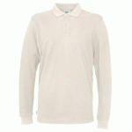 COTTOVER POLO PIQUE MANCHES LONGUES HOMME - CERTIFIÉ GOTS ECRU - TAILLE M