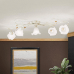 ORION PLAFONNIER SISI, À CINQ LAMPES, IVOIRE-DORÉ