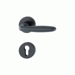 POIGNÉES DE PORTE SUR ROSACES RONDES VERONA - ALUMINIUM NOIR MAT - CLÉ I HOPPE