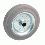 ROUE TÔLE À BANDAGE CAOUTCHOUC GRIS 125 MM - 130 KG - ROULEMENTS À ROULEAUX AVL