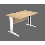 BUREAU DROIT PRONTO PRESTIGE - L.120 X P.80 CM - PLATEAU CHÊNE - PIEDS L BLANC
