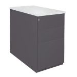 CAISSON HAUTEUR BUREAU MÉTAL NF ENVIRONNEMENT ANTHRACITE TOP GRIS, H.72 X L. 42 X P. 80 CM