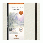FONTAINE AQUARELLE CARNET COUSU 24F 21X21CM 300G GRAIN SATINÉ (CARTES POSTALES) - BLANC - LOT DE 2