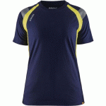 T-SHIRT DE TRAVAIL AVEC DÉTAILS FLUO FEMME - BLEU - XXL - BLAKLADER