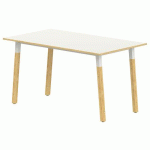 TABLE 4 PIEDS INCL. MÉTAL/BOIS 200X80 T3 STRAT ABS BLANC/ALU