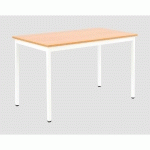TABLE POLYVALENTE RECTANGLE - L. 120 X P. 60 CM - PLATEAU HETRE - PIEDS METAL BLANCS
