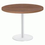 TABLE RONDE SHINY 100 CM NOYER PIED MÉTAL BLANC
