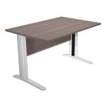 BUREAU DROIT PRONTO MÉTAL - L.120 X P.80 CM - PLATEAU CENDRE - PIEDS L ALUMINIUM