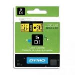 DYMO RUBAN D1 NOIR/JAUNE12MMX7M POUR 1000/1000+/2000/3500/4500/5000/5519