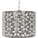 LAMPE SUSPENSION GLAMOUR AVEC ABAT-JOUR EN MÉTAL ARGENTÉ ORNÉ AVEC DES CRISTAUX E27 MAX. 40W HAUTE BRILLANCE ET DESIGN TENDANCE BELIANI ARGENTÉ