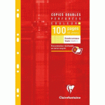 LOT DE 10 - COPIES DOUBLES JAUNE SOUS ÉTUI A4 100 PAGES PERFORÉES GRANDS CARREAUX