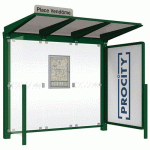 ABRI BUS VENISE 2.50 M 1 VITRINE 1 BARDAGE LATÉRAL VERT 6005 - PROCITY
