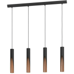 HANGING LIGHT BARBOTTO STEEL, BOIS NOIR, BRUN GU10 4X4.5W L: 92,5 CM B: 6CM H: 110CM