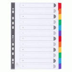 LOT DE 2 - INTERCALAIRE A4 CARTE160 G EXACOMPTA 12 ONGLETS NEUTRES RÉINSCRIPTIBLES MULTICOLORES - 1 JEU