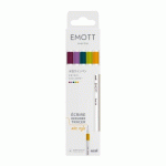 STYLO FEUTRE UNI BALL EMOTT RETRO COLORS ÉCRITURE FINE - POCHETTE DE 5 COULEURS ASSORTIES