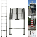 10.5FT ÉCHELLE TÉLESCOPIQUE DE 3,2 M - ÉCHELLE EXTENSIBLE - ANTIDÉRAPANTE - EN ACIER INOXYDABLE DE QUALITÉ SUPÉRIEURE - ÉCHELLE EXTENSIBLE