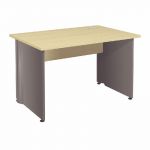 BUREAU DROIT ACTIVITY - L. 120 X P. 80 CM - PLATEAU HÊTRE - PIEDS PLEINS 'ANTHRACITE'