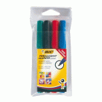 MARQUEUR PERMANENT BIC 2000 POINTE OGIVE 4,95 MM - POCHETTE DE 4 COULEURS