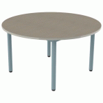 TABLE CARÉLIE RONDE Ø120 T4 STR POLY. ÉRABLE G. BEIGE/LAGON - MOBIDECOR