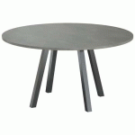 TABLE RÉUNION EVAN Ø 140 CM PIED NOIR PLATEAU BÉTON - MBA
