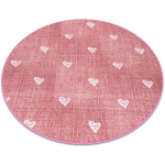 TAPIS POUR ENFANTS HEARTS CERCLE JEANS, VINTAGE CŒURS - ROSE PINK CERCLE 100 CM