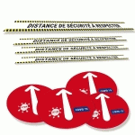 KIT DE 8 ADHÉSIFS MARQUAGE AU SOL DISTANCE ET SENS DE CIRCULATION