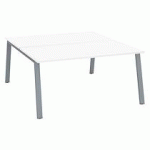 PÔLE DE 2 BUREAUX DROITS BLANC L 160 X P 80 CM PIÉTEMENT MÉTAL ALUMINIUM - ARCH
