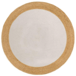 VIDAXL - TAPIS TRESSÉ BLANC ET NATUREL 90 CM JUTE ET COTON ROND