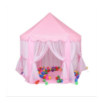 TENTE PLIABLE PORTATIVE DE JEU POUR ENFANTS PRINCESSE 140X135CM ROSE INTÉRIEUR EXTÉRIEUR