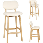 2 PIEDS EN BOIS DE HÊTRE BLANC CRÈME CHAISE SIMPLE / TABOURET DE BAR À DOSSIER HAUT - AQRAU