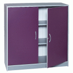 ARMOIRE BUREAU H 105CM CORPS COLORIS ALU PORTES COLORIS PRUNE - MANUTAN COLLECTIVITÉS