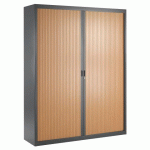 ARMOIRE HAUTE À RIDEAUX DÉMONTABLES DÉCOR BOIS LARGEURS SPÉCIFIQUES 200 X 160 CM ANTHRACITE-MERISIER