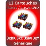 CANON PACK DE 12 CARTOUCHES PGI-525 / CLI-526 GÉNÉRIQUES