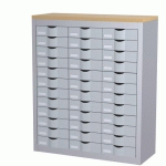 COMPTOIR 3 COLONNES 36 TIROIRS H 106,5 CM PAPERFLOW ALUMINIUM