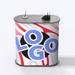 COMPTOIR D’ACCUEIL OVALE PUBLICITAIRE - MARQUAGE MULTICOLORE