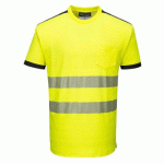 LOT DE 2 - PORTWEST T181 T-SHIRT HV PW3 JAUNE/NOIR - TAILLE M