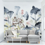 PAPIER PEINT INTISSÉ - WILDFLOWER WATERCOLOR I - MURAL CARRÉ DIMENSION HXL: 288CM X 288CM