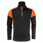 PRINTER PRIME PRIME SWEATSHIRT HALFZIP UNISEX NOIR/ORANGE - TAILLE XS