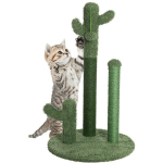 GRIFFOIR POUR CHAT FORME 3 CACTUS POUR CHATS VERT AVEC BALLE 34 X 59 CM