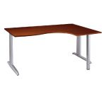 BUREAU COMPACT RETOUR À DROITE ACTUAL - L. 180 X P. 120 CM - PLATEAU WENGÉ - PIEDS L ALUMINIUM