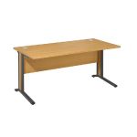 BUREAU DROIT VARIATION TENDANCE - L. 160 X P. 80 CM - PLATEAU HÊTRE - PIEDS ANTHRACITE - CARTERS FINITION HÊTRE
