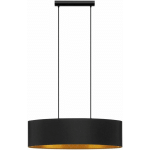 LAMPE SUSPENDUE ZARAGOZA TEXTILE AVEC DÉCOR NOIR, OR E27 2X40W L: 78 CM B: 22CM H: 110 CM DIMMABLE