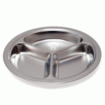 LOT DE 12 - ASSIETTE EN INOX Ø 24 CM 3 COMPARTIMENTS