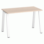 BUREAU DROIT ECLA CHÊNE CLAIR L 120 X P 60 CM PIÈTEMENT MÉTAL FINITION BLANC