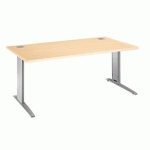 BUREAU DROIT EXCELLENS L 180 CM HÊTRE RÉGLABLE EN HAUTEUR PIÉTEMENT MÉTAL ALU